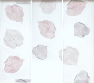 Clever-Kauf-24 Scheibengardine 3-teiliges Mini-Flächenvorhang-Set mit Blättermotiv, Stangendurchzug, halbtransparent, Scheibengardine