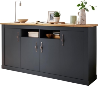 Sideboard Ribera in grau und Eiche Wotan Landhaus 200 cm