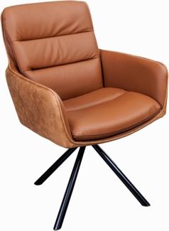 riess-ambiente Polsterstuhl BIG GEORGE cognac / schwarz (Einzelartikel, 1 St), Esszimmer · Echtleder · Microfaser · 360° drehbar · Armlehne · Retro