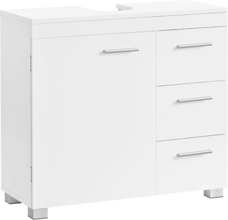 Vasagle Waschbeckenunterschrank mit Füßen, 3 Schubladen, weiß, 30 x 70 x 64 cm