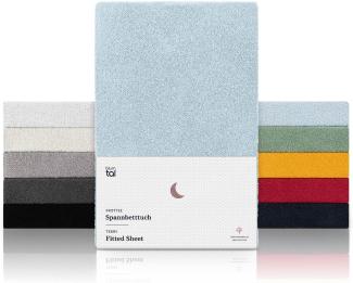 Blumtal® Frottee Spannbettlaken - Kuschelig weiches Bettlaken 160x200 cm, Oeko-Tex 100 Zertifiziert, bis 22cm Matratzenhöhe, Hellblau