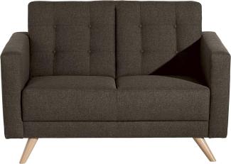 Julian Sofa 2-Sitzer Flachgewebe Braun Buche Natur