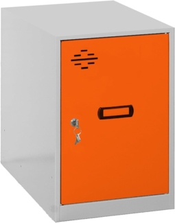 Simon Rack Simonlocker Kommode, klein, 475 x 400 x 500 mm, Amario aus Metall, inkl. Schlüssel, Grau/Orange