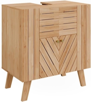 Waschbeckenunterschrank Lucie Bambus 60 x 65 cm mit 2 Türen Vicco