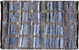 Teppich Läufer Matte Unterlage Vorleger Fußabtreter, breite Auswahl an modernen Fleckerl- und Baumwollteppichen (120x180cm / Jeans Square)