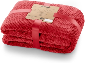 DecoKing Kuscheldecke 70x150 cm rot Decke Microfaser Wohndecke Tagesdecke Fleece weich sanft kuschelig skandinavischer Stil Henry