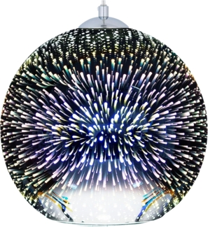 'Sessera' Hängeleuchte Silber Glas mit Schirm in Kugelform 3D-Feuerwerk-Effekt Skandinavischer Stil für Wohnzimmer Esszimmer
