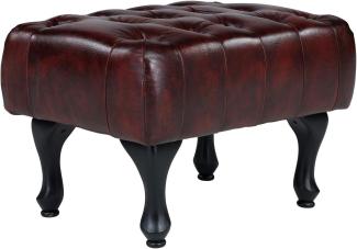 Hocker Chesterfield Pittsfield Echtleder rot