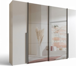 Stella Trading MATURS Kleiderschrank mit Spiegeltüren in Weiß - Vielseitiger Schwebetürenschrank 4-türig für Ihr Schlafzimmer - 267 x 205 x 57 cm (B/H/T)