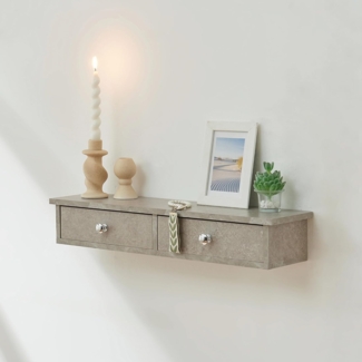 Wandregal Geeste 60x15x10 cm mit 2 Schubladen Betonoptik, hell [en. casa]