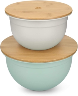 Navaris Rührschüssel Navaris Schüssel Rührschüssel Salatschüssel mit Bambus Deckel - 2er, Eisen, (2-tlg)