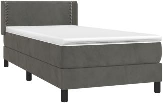 vidaXL Boxspringbett mit Matratze Dunkelgrau 90x190 cm Samt 3130872
