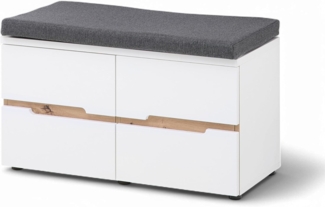 Memphis Schuhbank in Weiß, Artisan Eiche Optik - Sitzbank mit Stauraum für Ihren Flur - 80 x 49 x 38 cm (B/H/T)