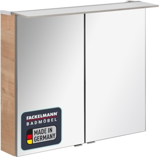 Fackelmann B.PERFEKT LED Spiegelschrank 80 cm breit, Braun hell
