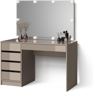 Livinity® Schminktisch Imola, Greige, 120 cm mit LED-Kette