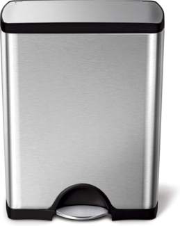 Simplehuman 50L rechteckiger Treteimer, gebürsteter Edelstahl