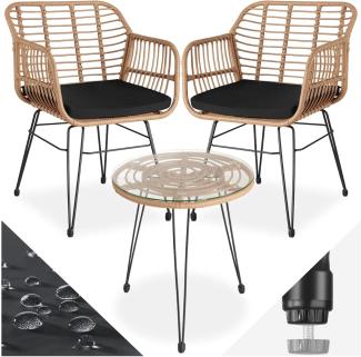 tectake Sitzgruppe Rattan Sitzgruppe, (Set, 3-tlg), für 2 Personen