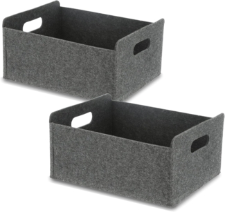 Bada Bing Aufbewahrungskorb Filzkorb Filz Aufbewahrungsbox Regalkorb Organizer Faltkorb Anthrazit (2er Set, 2 St, ca. 31 x 25 x 15 cm), faltbar