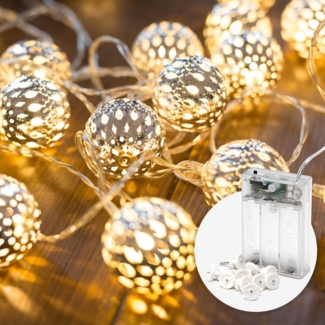 COZY HOME LED-Lichterkette Marokkanische Batterie und Stecker -, 20 LEDs I 7 Meter I Timer-Funktion I Warmweiß I Lichterkette Innen