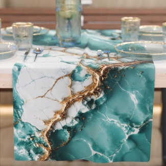 PETTI Artigiani Italiani - Tischläufer, modern, elegant, Marmor-Effekt, Hellblau, 100 % Made in Italy