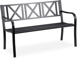 RELAXDAYS Gartenbank, 2 Sitzer, Terrasse, Balkon, Stahl, stabile Garten Sitzbank, HxBxT: 80,5 x 127 x 63 cm, schwarz