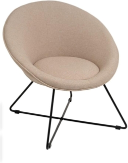 DRW Runder Sessel aus Stoff und Metall in Beige und Schwarz