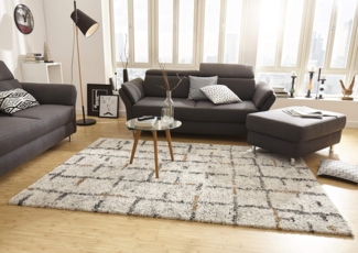 Hochflor Teppich Grid creme - 80x150x3cm