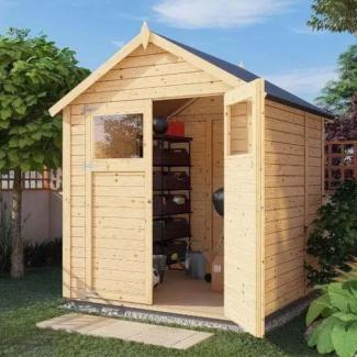 Alpholz Gerätehaus Alisha Gerätehaus aus Holz Geräteschrank mit 14 mm Wandstärke Gartenhaus mit Montagematerial