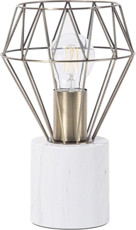 'Mooni' Tischlampe Gold Metall 28 cm Glühbirnen-Optik Schirm Diamantform Lampenfuß Marmoroptik Kabel mit Schalter Modernes Design