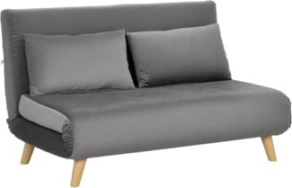 HOMCOM Sessel 2-Sitzer Sofa mit Bettfunktion, Klappsofa mit verstellbare Rückenlehne (Schlafcouch, 1-St, Bettsofa), für Wohnzimmer, Grau, 130 x 78 x 79cm