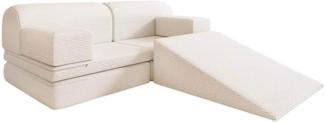 HOME DELUXE Kindersofa Spielsofa LIV inkl. Rutsche - 140 x 70 x 53 cm, Unendliche Kombinationsmöglichkeiten, Modulares Spielsofa, Platzsparend, Cord Sofa, Kindgerechtes Sofa