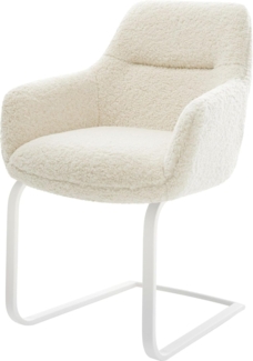 Freischwinger Pejo-Flex Teddystoff Beige Freischwinger flach Weiß Taschenfederkern