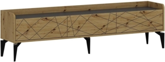 Vente-unique - TV-Möbel mit 3 Türen - Holzfarben & Anthrazit - MONALIA