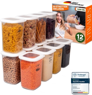 Viwares Vorratsdosen mit Deckel Luftdicht, 12er Vorratsbehälter Set BPA-Frei, Vorratsdose zur Müsli Mehl Aufbewahrung Küche, Praktische Organizer Küche, Frischhaltedosen für Lebensmittelaufbewahrung