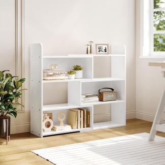 YITAHOME 4 Etagen offenes Bücherregal Bücherregal mit 6 Aufbewahrungseinheiten, Holzdisplay Lagerregal Büro für Wohnzimmer Schlafzimmer, Weiß, 60 x 24 x 90 cm