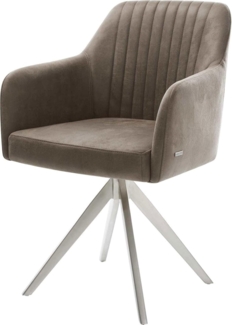 Drehstuhl Greg-Flex Kreuzgestell kantig Edelstahl Vintage Taupe