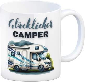 speecheese Tasse Wohnmobil Kaffeebecher mit Spruch Glücklicher Camper