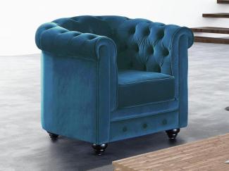 Sessel CHESTERFIELD - Samt - Grünblau