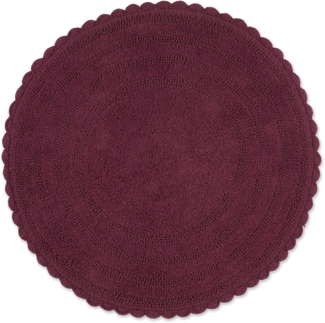 DII Crochet Collection Wende-Badematte, rund, 69,8 cm Durchmesser, Weinrot.
