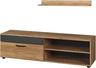 Lowboard & Regal Berno Goldkraft Eiche/Anthrazit mit 1 Klappe Vicco