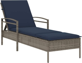 vidaXL Sonnenliege mit Kissen Grau 63 x 200 x 81 cm Poly Rattan 368305