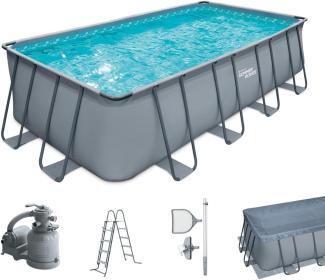 Summer Waves Elite Frame Pool | Aufstellpool rechteckig | Komplettset | Grau | 549x274x132 cm