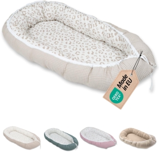ULLENBOOM ® Bettnestchen Kuschelnest Baby 55x95 cm, kuscheliges Babynest, Made in EU, (1-tlg), Ideal für Neugeborene als Reisebett, Leo