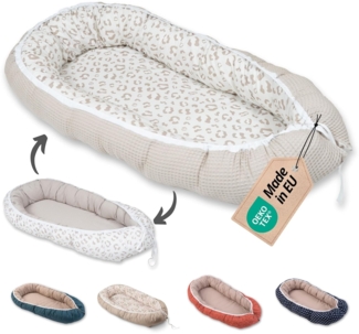 ULLENBOOM ® Bettnestchen Kuschelnest Baby 55x95 cm, kuscheliges Babynest, Made in EU, (1-tlg), Ideal für Neugeborene als Reisebett, Leo