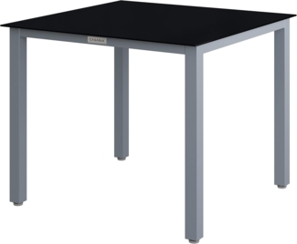 Casaria Gartentisch Bern (1-St), Aluminium 87x87x73cm Höhenverstellbar 5mm Sicherheitsglas Wetterfest