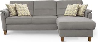 CAVADORE Ecksofa Palera / Federkern-Sofa in L-Form im Landhausstil / 244 x 89 x 163 / Mikrofaser-Bezug, Hellgrau