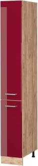 Vicco Küchenschrank Küchenzeile R-Line, Bordeaux Hochglanz, Apothekerhochschrank 30 cm