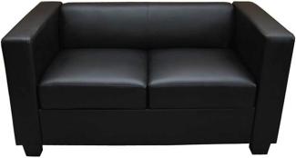 2er Sofa Couch Loungesofa Lille ~ Kunstleder, schwarz