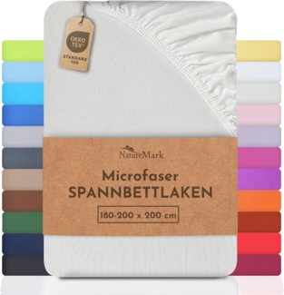 NatureMark Mikrofaser SPANNBETTLAKEN zum Sparpreis! viele Größen und Farben Markenware (Bettlaken 180x200-200x200 cm, Natur/Creme)