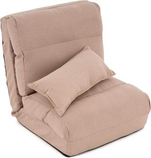 Schlafsessel 220 x 60 x 14 cm verstellbar Comfort Jugendsessel Gästebett klappbar Sitzsack Klappbett Sessel mit Kissen Bodensofa Lounger Einzelsofa Multifunktionsstuhl Farbe wählbar (Khaki)